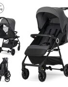 LORELLI Carucior pentru copii Noir Grey sistem de pliere cu o singura mana suspensii suport pentru picioare reglabil greutate suportata 22 kg