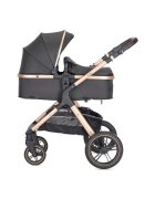 LORELLI Carucior pentru copii Viola Black 3 in 1 cos auto Spirit inclus transformabil sezut reversibil maner ajustabil cadru din aluminiu suspensii bara detasabila pana la 22 kg multiple accesorii