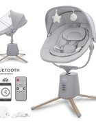 LORELLI Leagan electric pentru bebelusi Storky Grey bluetooth telecomanda 5 viteze de leganare potrivit 0-6 luni