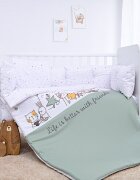 LORELLI Lenjerie cu 7 piese pentru patut 120x60 cm Lily Happy Friends Mint din bumbac ranforce