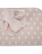 LORELLI Paturica moale cu jucarie din plus Nappy Iepuras Pink 90 x 75 cm 0 luni+