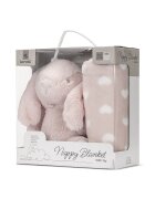 LORELLI Paturica moale cu jucarie din plus Nappy Iepuras Pink 90 x 75 cm 0 luni+