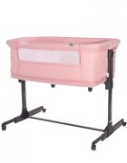 LORELLI Patut Co-Sleeper Milano Pink pliabil cu roti blocabile 2 picioare telescopice laterala cu fermoar inaltime reglabila pozitie anti-reflux