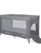 LORELLI Patut Noemi Cool Grey Star pliabil cu 1 nivel laterala cu fermoar roti cu sistem de blocare salteluta si geanta de transport incluse