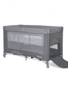 LORELLI Patut Noemi Cool Grey Star pliabil cu 2 nivele laterala cu fermoar roti cu sistem de blocare salteluta si geanta de transport incluse