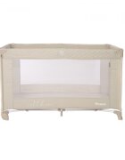 LORELLI Patut Noemi Fog Beige Star pliabil cu 1 nivel laterala cu fermoar roti cu sistem de blocare salteluta si geanta de transport incluse