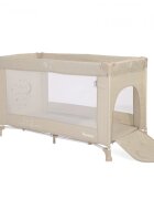 LORELLI Patut Noemi Fog Beige Star pliabil cu 1 nivel laterala cu fermoar roti cu sistem de blocare salteluta si geanta de transport incluse
