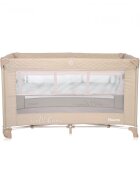 LORELLI Patut Noemi Fog Beige Star pliabil cu 2 nivele laterala cu fermoar roti cu sistem de blocare salteluta si geanta de transport incluse