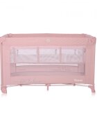LORELLI Patut Noemi Mellow Rose Star pliabil cu 2 nivele laterala cu fermoar roti cu sistem de blocare salteluta si geanta de transport incluse