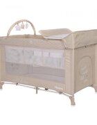 LORELLI Patut pliabil Noemi Plus Fog Beige Star cu 2 nivele usa laterala cu fermoar roti cu sistem de blocare accesorii incluse