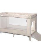LORELLI Patut pliabil pentru copii Carina Beige Stars 2 nivele deschidere laterala cu fermoar prevazut cu roti cu frana