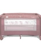 LORELLI Patut pliabil pentru copii Carina Pink Stars 2 nivele deschidere laterala cu fermoar prevazut cu roti cu frana
