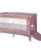 LORELLI Patut pliabil pentru copii Carina Pink Stars 2 nivele deschidere laterala cu fermoar prevazut cu roti cu frana