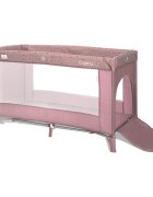 LORELLI Patut pliabil pentru copii Carina Pink Stars 2 nivele deschidere laterala cu fermoar prevazut cu roti cu frana