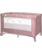 LORELLI Patut pliabil pentru copii Carina Pink Stars 2 nivele deschidere laterala cu fermoar prevazut cu roti cu frana