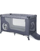 LORELLI Patut pliabil pentru copii Moonlight Cool Grey Pandas deschidere laterala cu fermoar geanta de transport