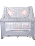 LORELLI Patut pliabil pentru copii Sweet Home Grey 2 nivele usa laterala cu fermoar capotina detasabila