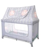 LORELLI Patut pliabil pentru copii Sweet Home Grey 2 nivele usa laterala cu fermoar capotina detasabila
