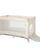 LORELLI Patut pliabil pentru copii Torino Beige cu saltea inclusa si usa laterala cu fermoar