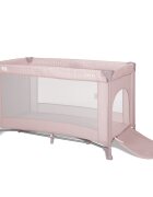 LORELLI Patut pliabil pentru copii Torino Pink cu saltea inclusa si usa laterala cu fermoar