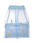 LORELLI Patut pliabil stil baldachin Magic Sleep Blue Moon Sleeping Bear cu 2 nivele usa laterala cu fermoar roti accesorii incluse