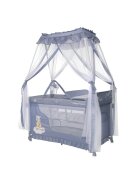 LORELLI Patut pliabil stil baldachin Magic Sleep Cool Grey Hippo cu 2 nivele usa laterala cu fermoar roti accesorii incluse