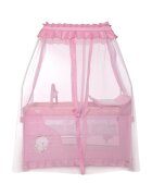 LORELLI Patut pliabil stil baldachin Magic Sleep Mellow Rose Ballerina Bear cu 2 nivele usa laterala cu fermoar roti accesorii incluse