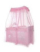 LORELLI Patut pliabil stil baldachin Magic Sleep Mellow Rose Ballerina Bear cu 2 nivele usa laterala cu fermoar roti accesorii incluse