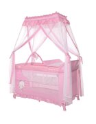 LORELLI Patut pliabil stil baldachin Magic Sleep Mellow Rose Ballerina Bear cu 2 nivele usa laterala cu fermoar roti accesorii incluse