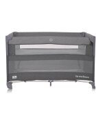 LORELLI Patut pliabil Up and Down Cool Grey Bear cu laterala culisanta sistem side-sleeping cu 2 nivele usa laterala cu fermoar saltea si geanta de transport incluse