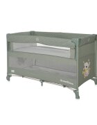 LORELLI Patut pliabil Up and Down Iceberg Green Teddy Bear cu laterala culisanta sistem side-sleeping cu 2 nivele usa laterala cu fermoar saltea si geanta de transport incluse