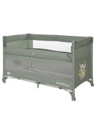 LORELLI Patut pliabil Up and Down Iceberg Green Teddy Bear cu laterala culisanta sistem side-sleeping cu 2 nivele usa laterala cu fermoar saltea si geanta de transport incluse