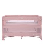 LORELLI Patut pliabil Up and Down Mellow Rose Sleeping Animals cu laterala culisanta sistem side-sleeping cu 2 nivele usa laterala cu fermoar saltea si geanta de transport incluse