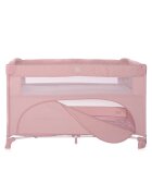LORELLI Patut pliabil Up and Down Mellow Rose Sleeping Animals cu laterala culisanta sistem side-sleeping cu 2 nivele usa laterala cu fermoar saltea si geanta de transport incluse