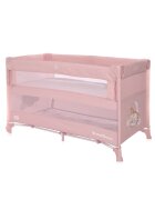 LORELLI Patut pliabil Up and Down Mellow Rose Sleeping Animals cu laterala culisanta sistem side-sleeping cu 2 nivele usa laterala cu fermoar saltea si geanta de transport incluse