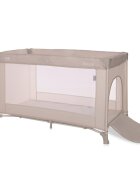LORELLI Patut Torino 1 nivel Fog Striped Elements pliabil usa laterala cu fermoar roti cu sistem de blocare saltea si geanta de transport incluse