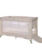 LORELLI Patut Torino Fog Striped Elements pliabil cu 2 nivele usita cu fermoar eori cu sistem de blocare salteluta si geanta de transport incluse