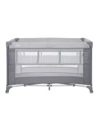 LORELLI Patut Torino Grey Striped Elements pliabil cu 2 nivele usita cu fermoar eori cu sistem de blocare salteluta si geanta de transport incluse