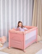 LORELLI Patut Torino Grey Striped Elements pliabil cu 2 nivele usita cu fermoar eori cu sistem de blocare salteluta si geanta de transport incluse