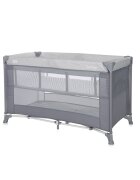 LORELLI Patut Torino Grey Striped Elements pliabil cu 2 nivele usita cu fermoar eori cu sistem de blocare salteluta si geanta de transport incluse