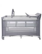 LORELLI Patut Torino Plus Grey Striped Elements pliabil cu 2 nivele roti cu sistem de blocare masuta de infasat accesorii incluse
