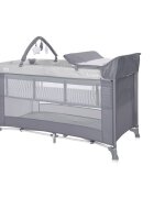 LORELLI Patut Torino Plus Grey Striped Elements pliabil cu 2 nivele roti cu sistem de blocare masuta de infasat accesorii incluse