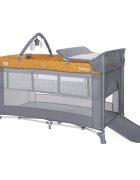 LORELLI Patut Torino Plus Lemon Curry Floral pliabil cu 2 nivele roti cu sistem de blocare masuta de infasat accesorii incluse