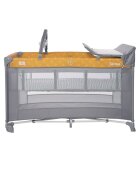 LORELLI Patut Torino Plus Lemon Curry Floral pliabil cu 2 nivele roti cu sistem de blocare masuta de infasat accesorii incluse