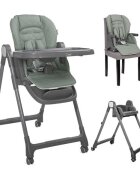 LORELLI Scaun de masa inalt pentru copii Chef Green Leather 3 in 1 reglabil in mutiple pozitii dotat cu roti si suport pentru picioare