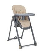 LORELLI Scaun de masa pentru copii Party Beige Leather cadru usor din aluminiu spatar reglabil suport picioare centuri de siguranta roti cos pentru jucarii 6 luni+