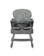 LORELLI Scaun de masa pentru copii Siesta Green Leather 3 in 1 cu suport pentru picioare tavita detasabila si centuri de siguranta