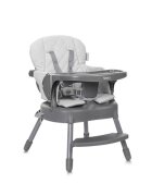 LORELLI Scaun de masa pentru copii Siesta Grey Leather 3 in 1 cu suport pentru picioare tavita detasabila si centuri de siguranta