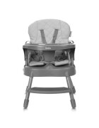 LORELLI Scaun de masa pentru copii Siesta Grey Leather 3 in 1 cu suport pentru picioare tavita detasabila si centuri de siguranta