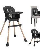 LORELLI Scaun inalt de masa pentru copii Vanilla Black 3 in 1 varsta 6 luni - 6 ani greutate admisa 26 kg